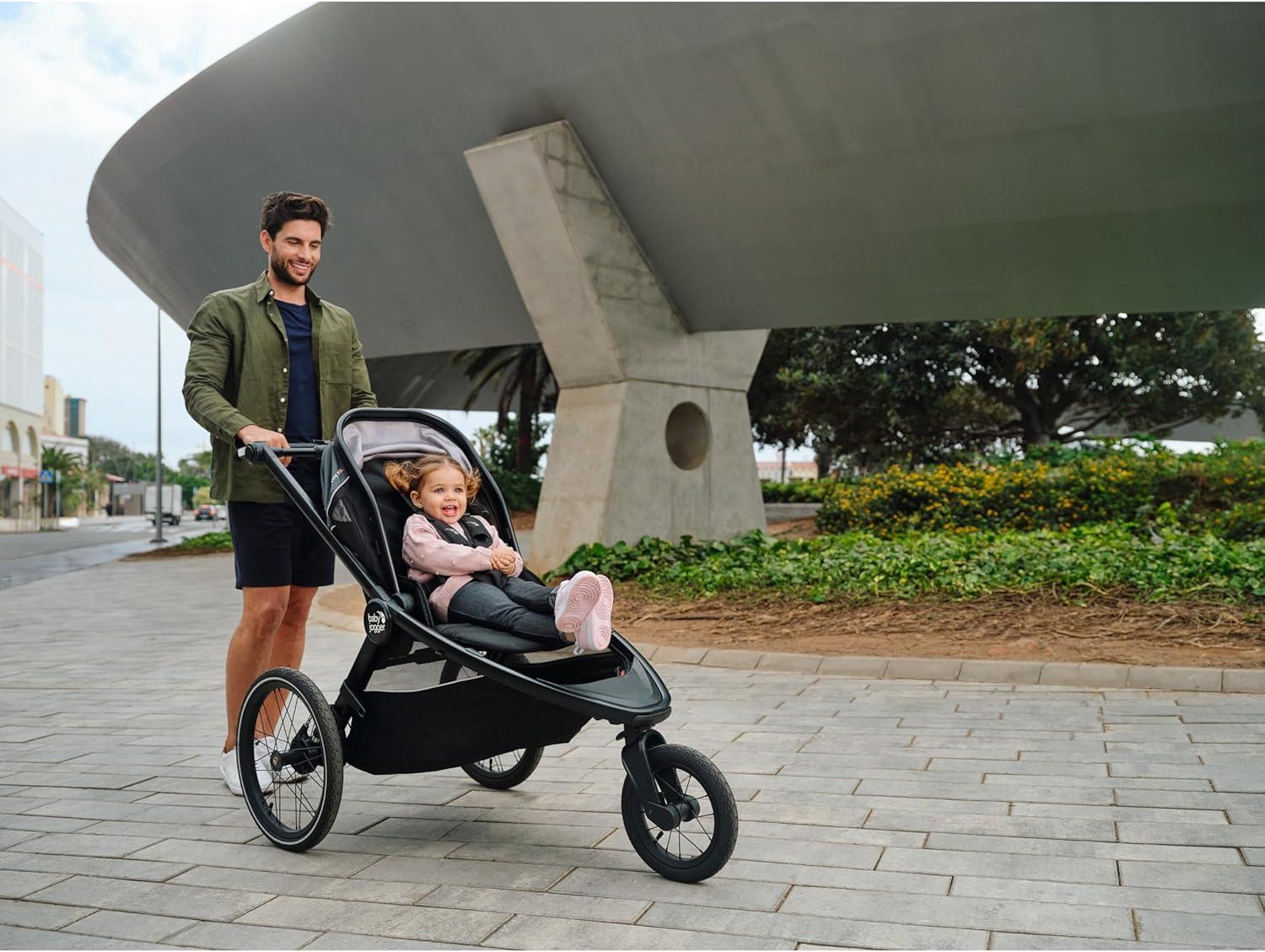 imageBaby Jogger Bike Trailer Compatible with City Prix Jogging Stroller AllWheel Suspension ampamp FrontWheel Swivel for Smooth Rides Seatback and UnderSeat Storage and Mesh CoveringJogger Bike Trailer