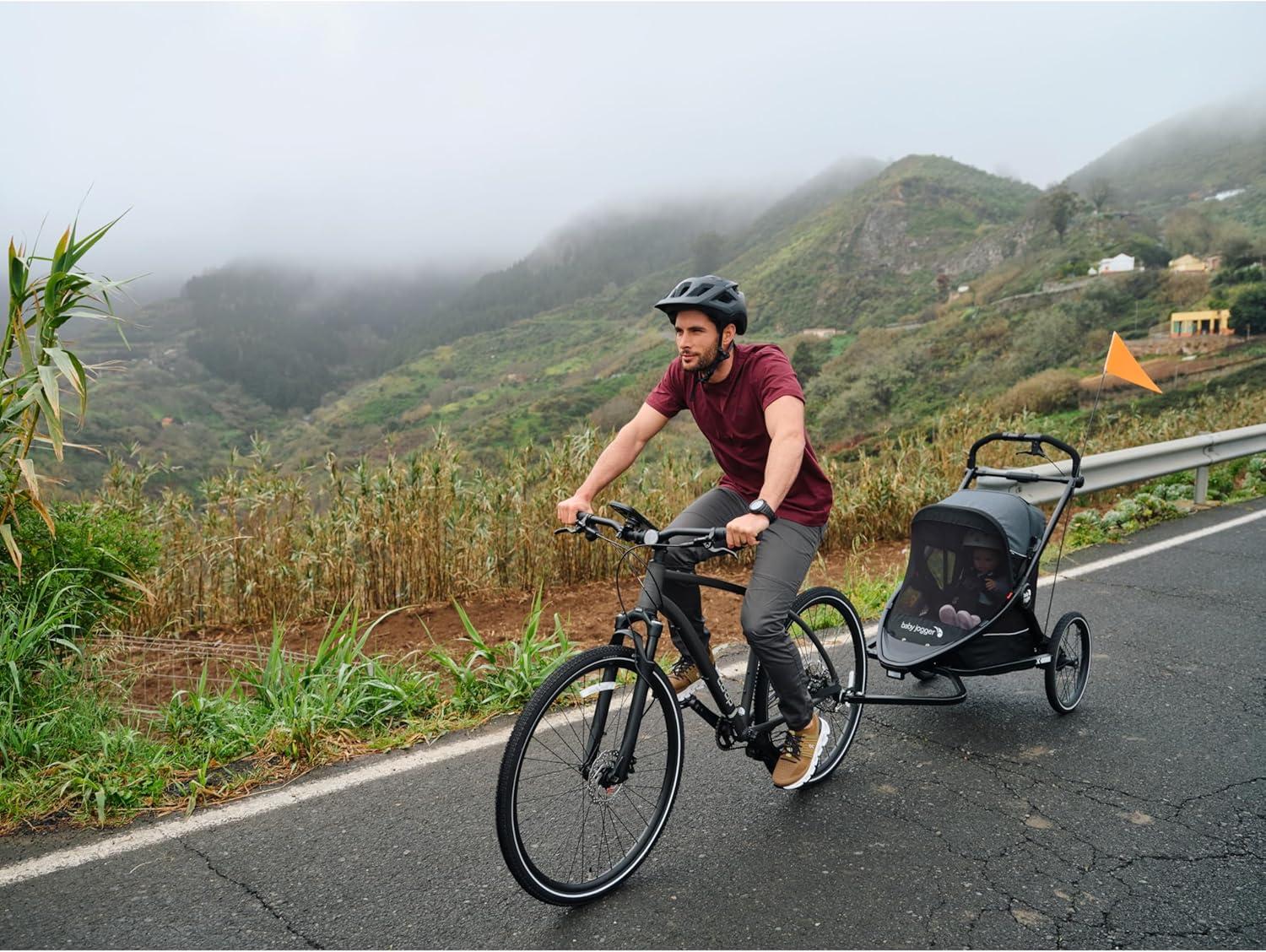 imageBaby Jogger Bike Trailer Conversion Kit Compatible with City Prix Jogging Stroller Includes Trailer Hitch Coupler and Visibility Flag