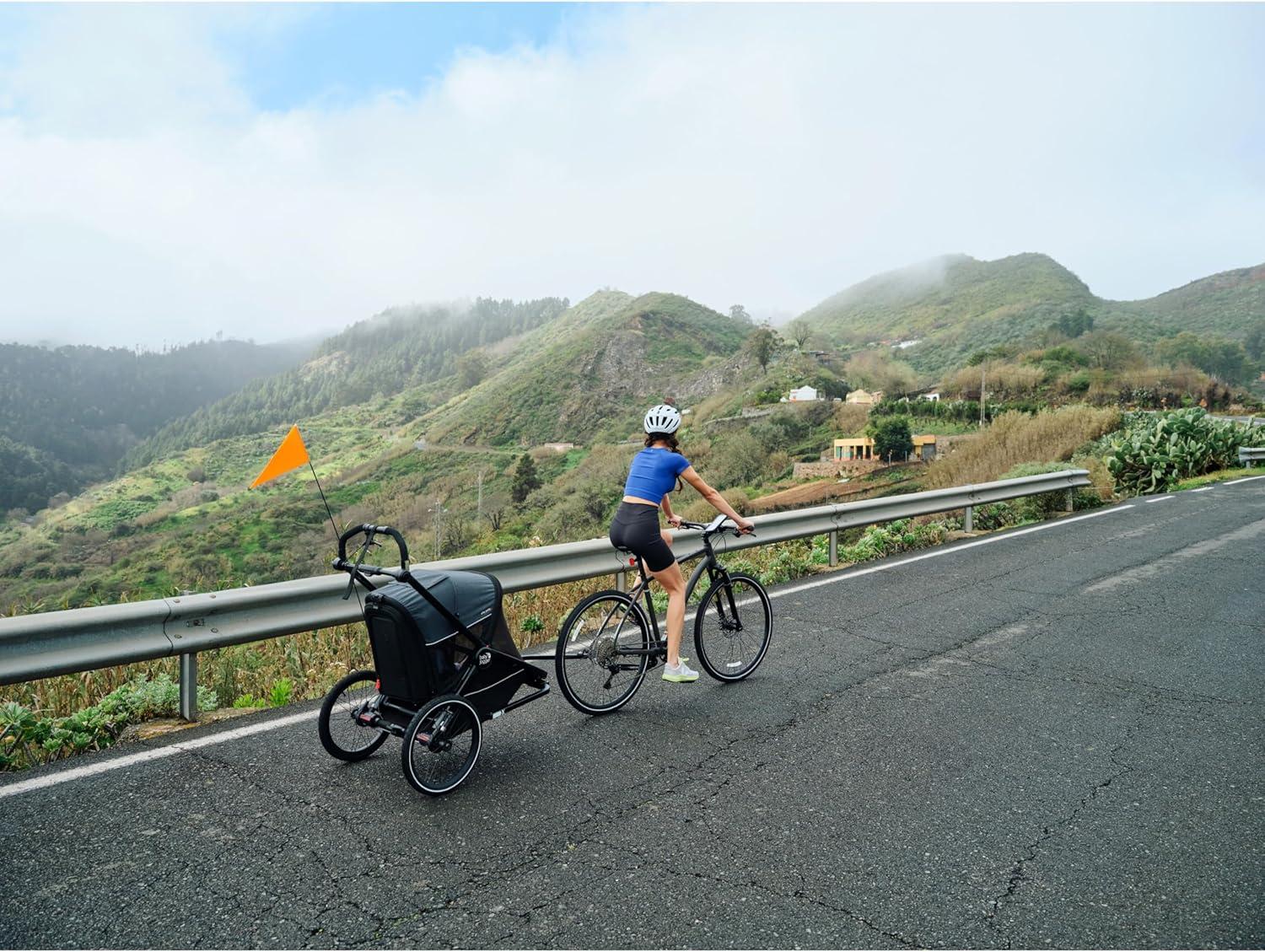 imageBaby Jogger Bike Trailer Conversion Kit Compatible with City Prix Jogging Stroller Includes Trailer Hitch Coupler and Visibility Flag