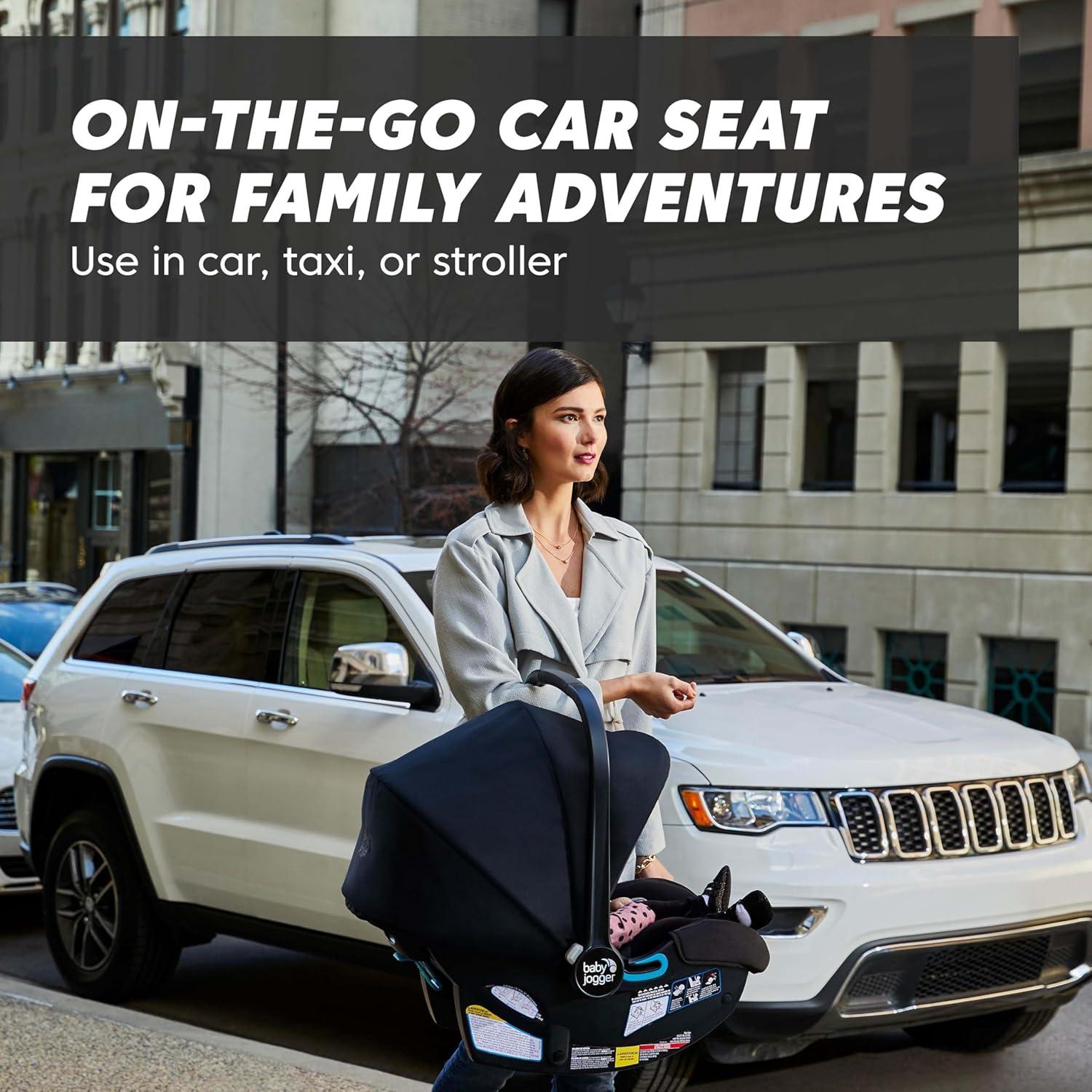 imageBaby Jogger City Go 2 Infant Car Seat Pike Exclusive Includes Leatherette Handlebar and Premium Fabrics for a Safe and Comfortable Ride from Day OneLunar Black