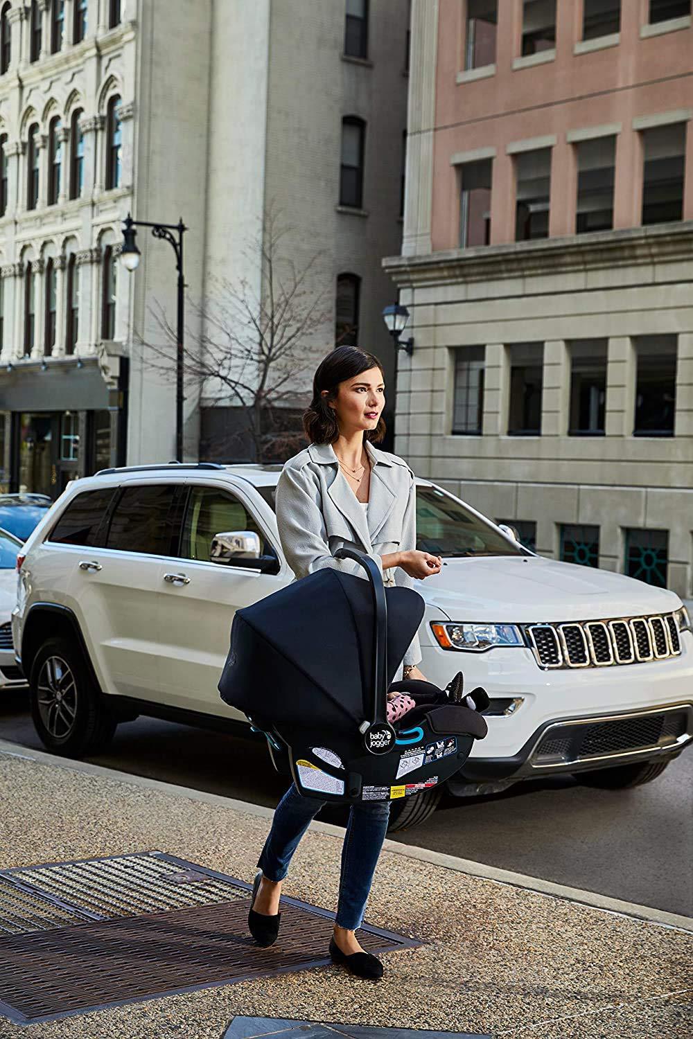 imageBaby Jogger City Go 2 Infant Car Seat Pike Exclusive Includes Leatherette Handlebar and Premium Fabrics for a Safe and Comfortable Ride from Day OneSlate