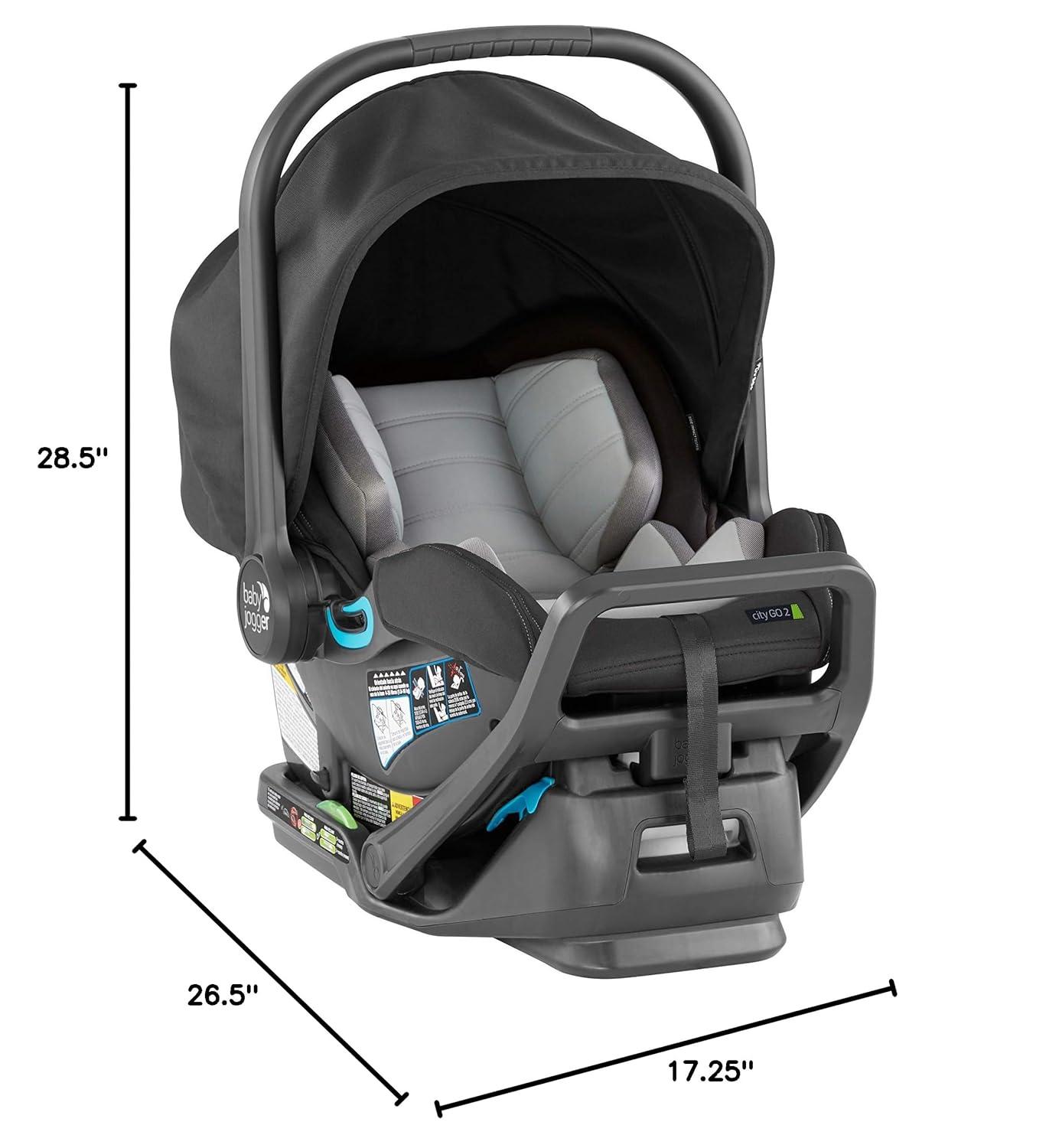 imageBaby Jogger City Go 2 Infant Car Seat Pike Exclusive Includes Leatherette Handlebar and Premium Fabrics for a Safe and Comfortable Ride from Day OneSlate