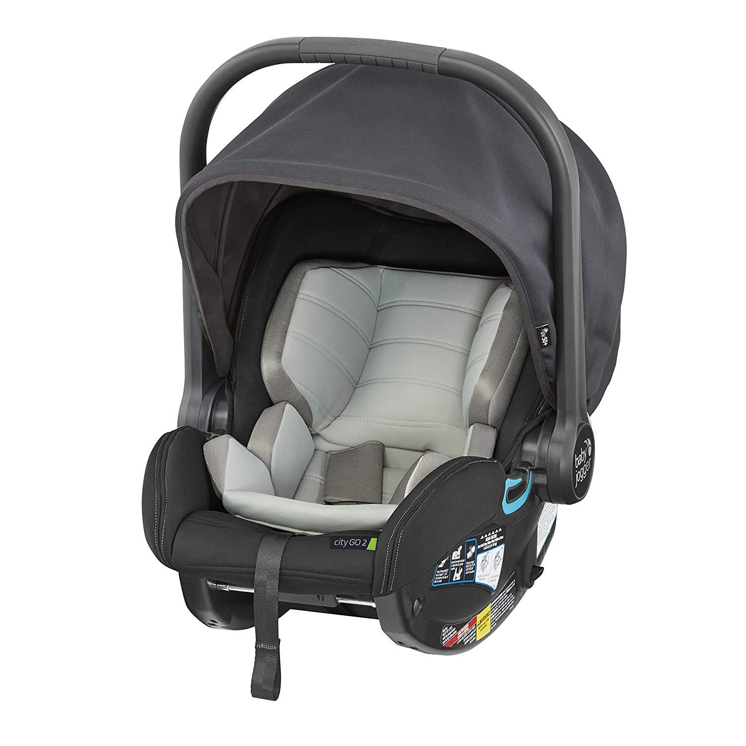 imageBaby Jogger City Go 2 Infant Car Seat Pike Exclusive Includes Leatherette Handlebar and Premium Fabrics for a Safe and Comfortable Ride from Day OneSlate