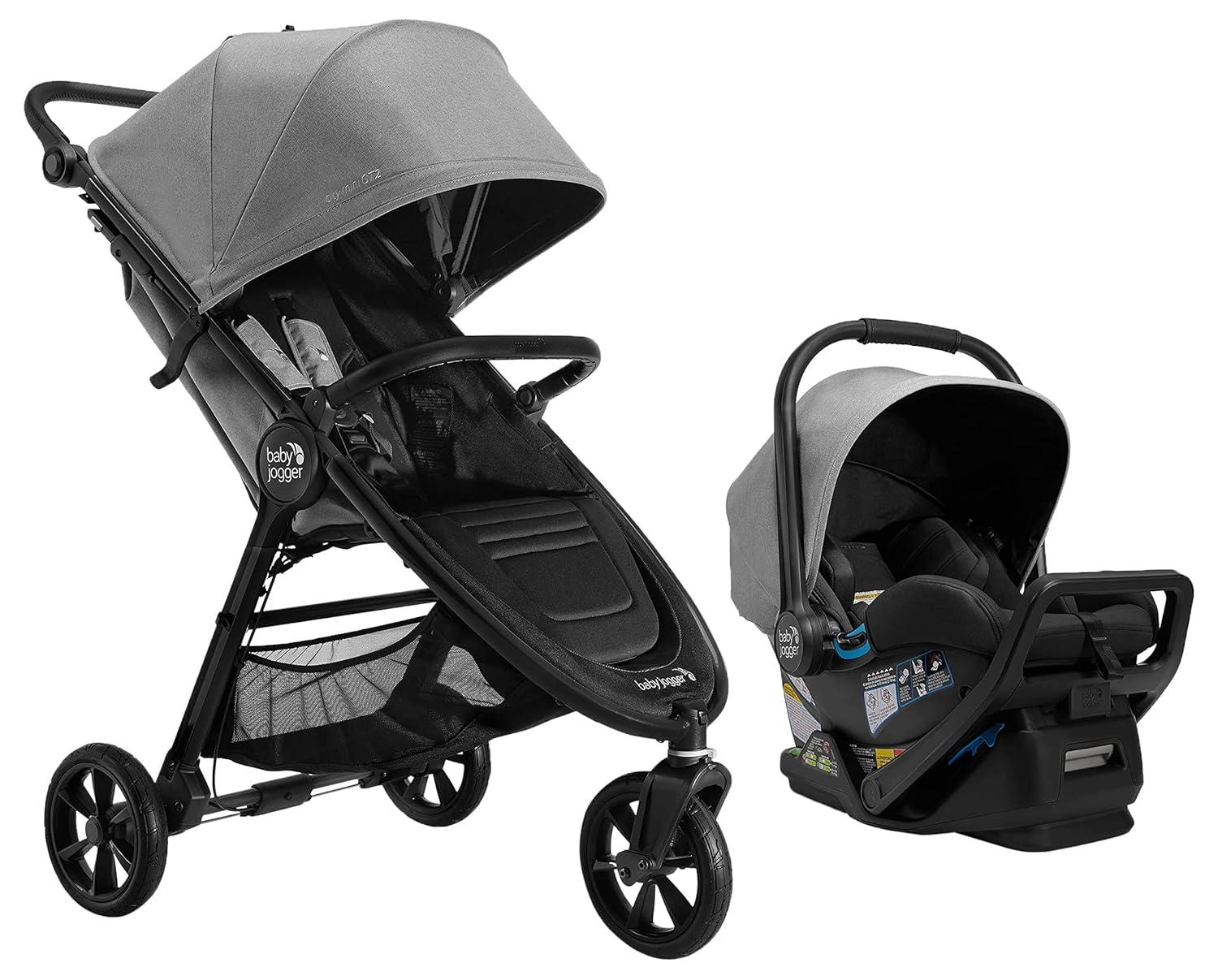 imageBaby Jogger City Mini GT2 AllTerrain Double Stroller Jet Black Perfect for Newborn and Toddler Compatible with Britax Cybex Graco and Maxi Cosi Infant Car SeatsPike