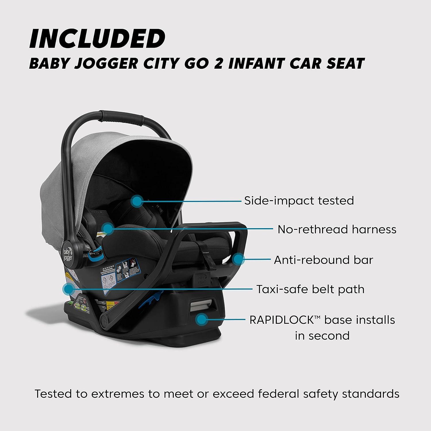 imageBaby Jogger City Mini GT2 AllTerrain Double Stroller Jet Black Perfect for Newborn and Toddler Compatible with Britax Cybex Graco and Maxi Cosi Infant Car SeatsPike