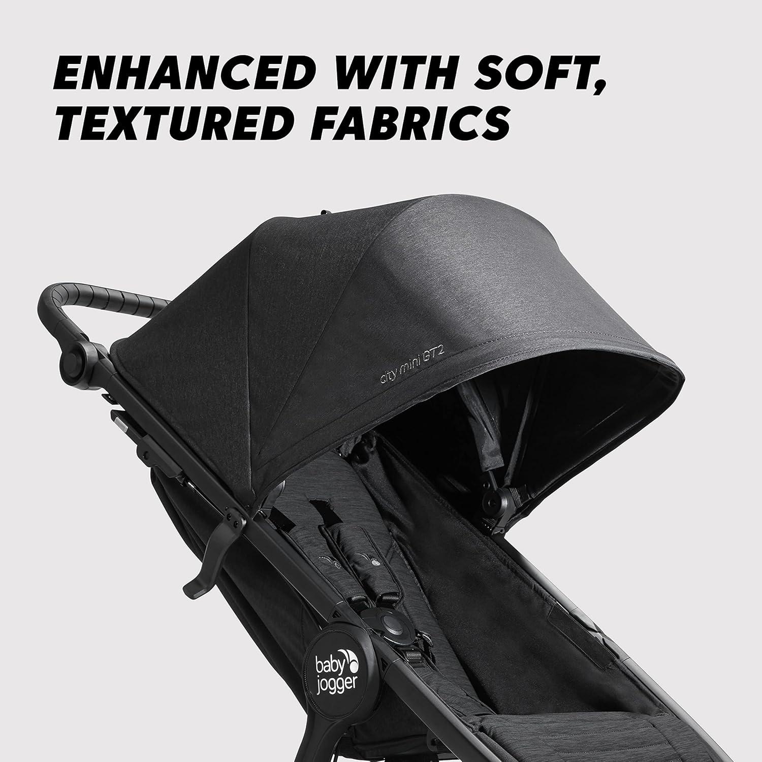 imageBaby Jogger City Mini GT2 AllTerrain Double Stroller Jet Black Perfect for Newborn and Toddler Compatible with Britax Cybex Graco and Maxi Cosi Infant Car SeatsBlack