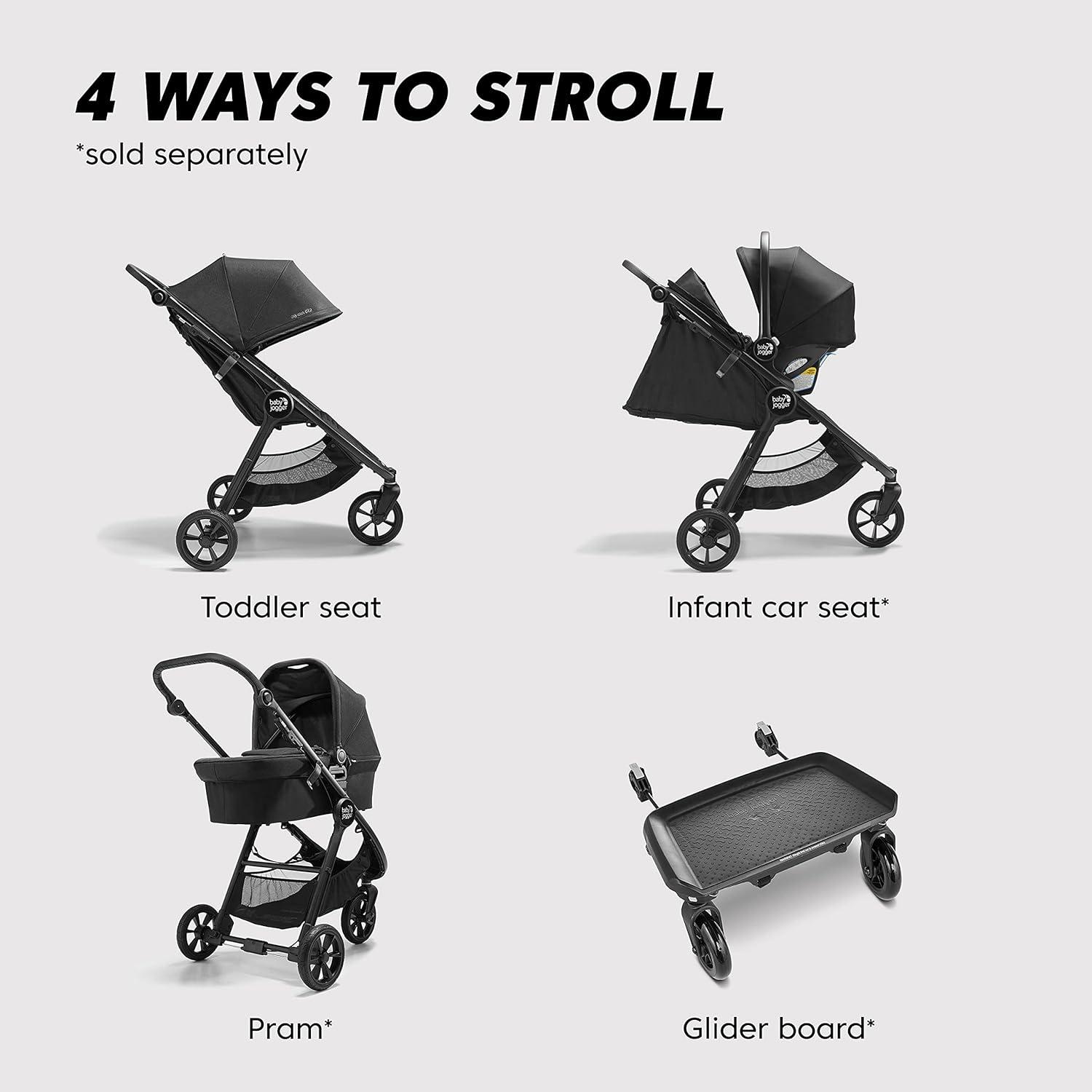 imageBaby Jogger City Mini GT2 AllTerrain Double Stroller Jet Black Perfect for Newborn and Toddler Compatible with Britax Cybex Graco and Maxi Cosi Infant Car SeatsBlack