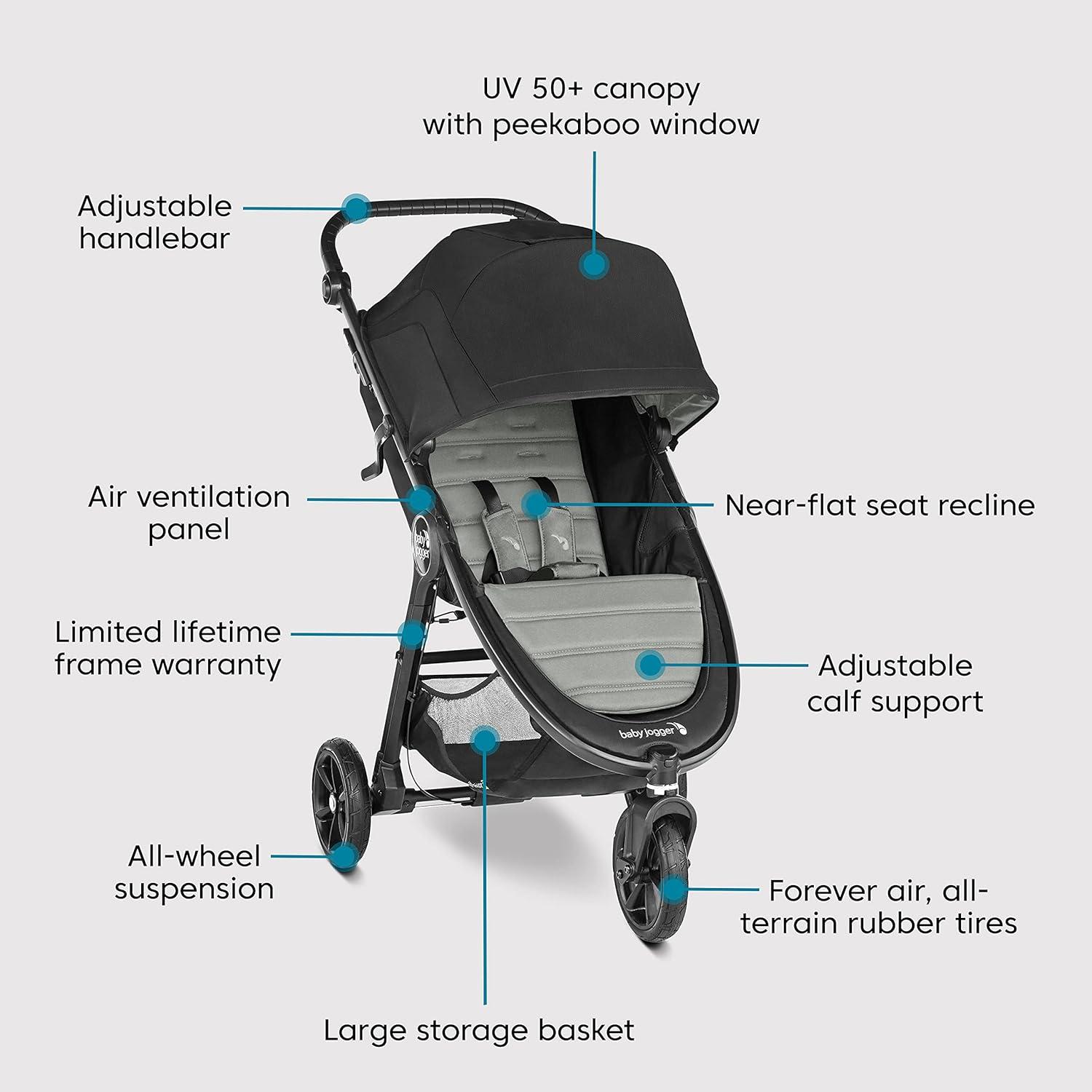 imageBaby Jogger City Mini GT2 AllTerrain Travel System Includes City GO 2 Infant Car Seat JetSlate