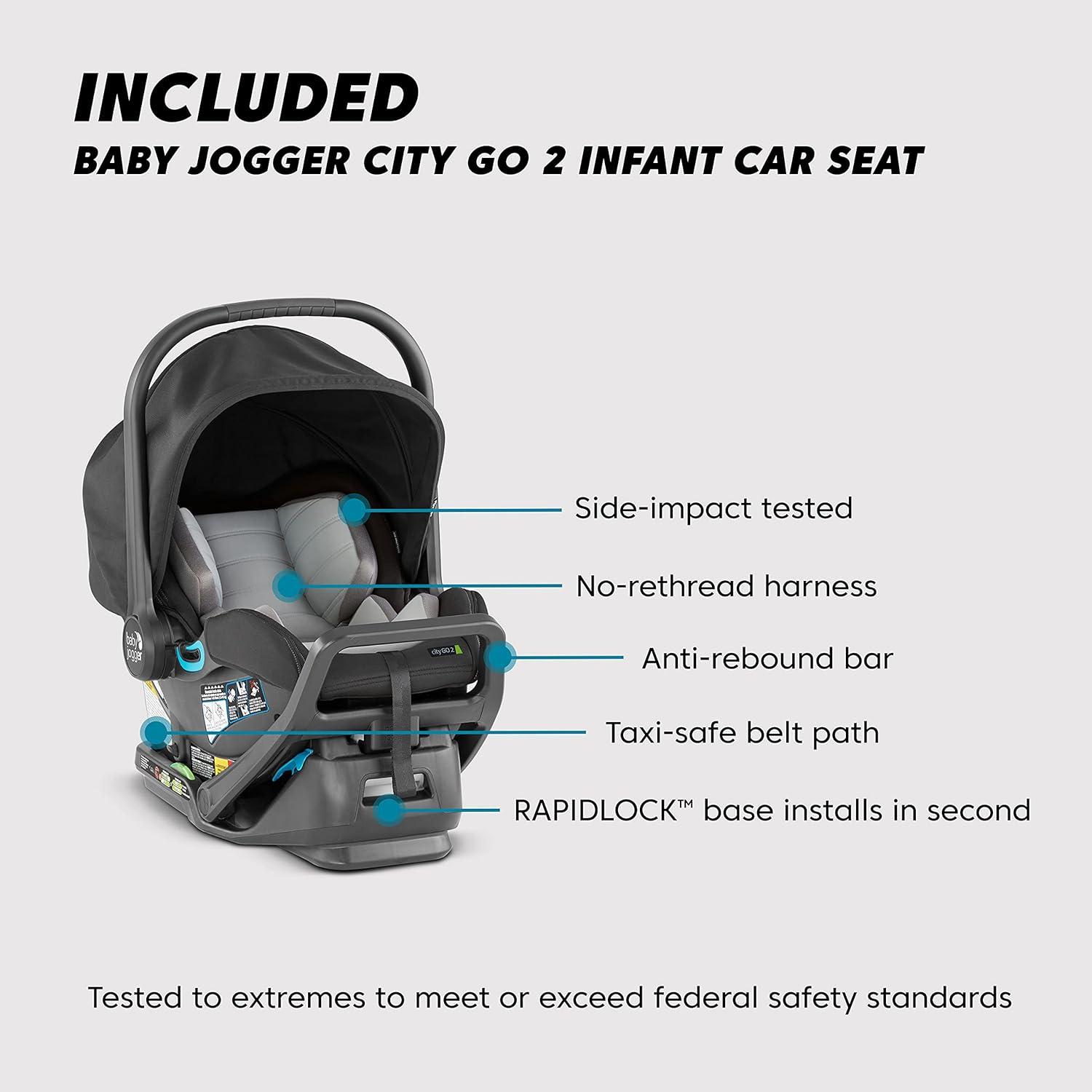 imageBaby Jogger City Mini GT2 AllTerrain Travel System Includes City GO 2 Infant Car Seat JetSlate