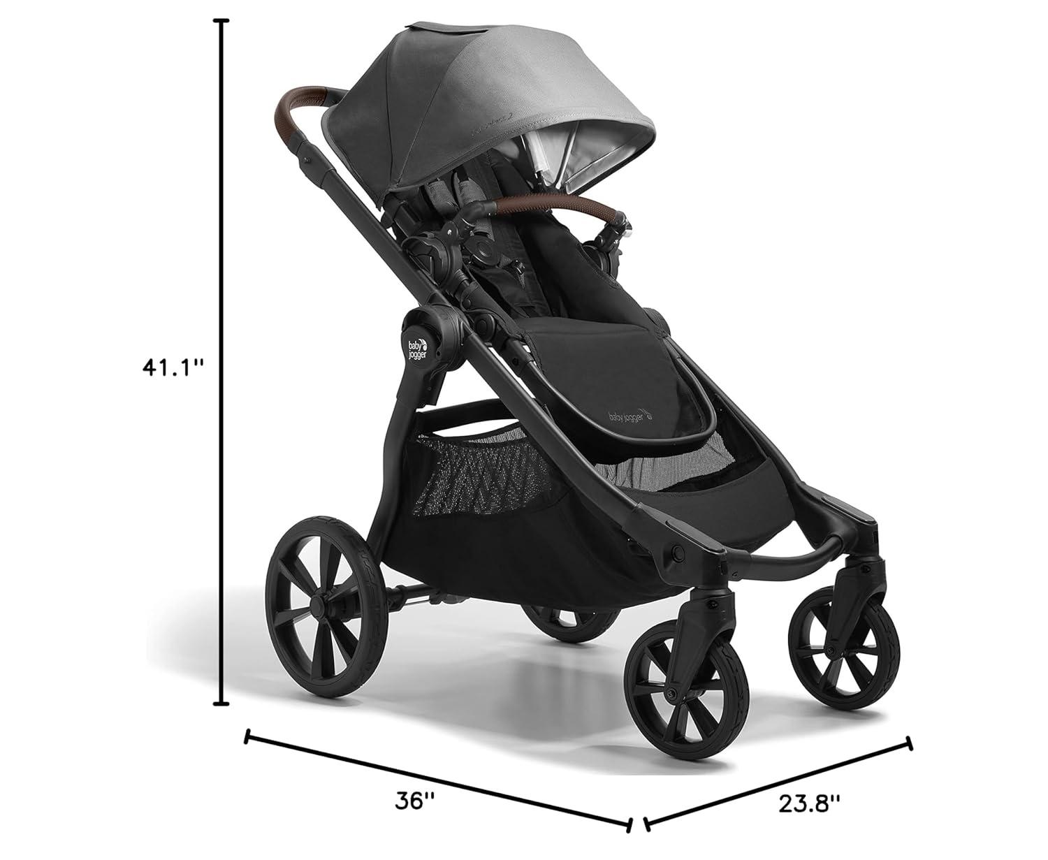 imageBaby Jogger City Select 2 SingletoDouble Modular Stroller Eco Collection Lunar BlackHarbor Grey
