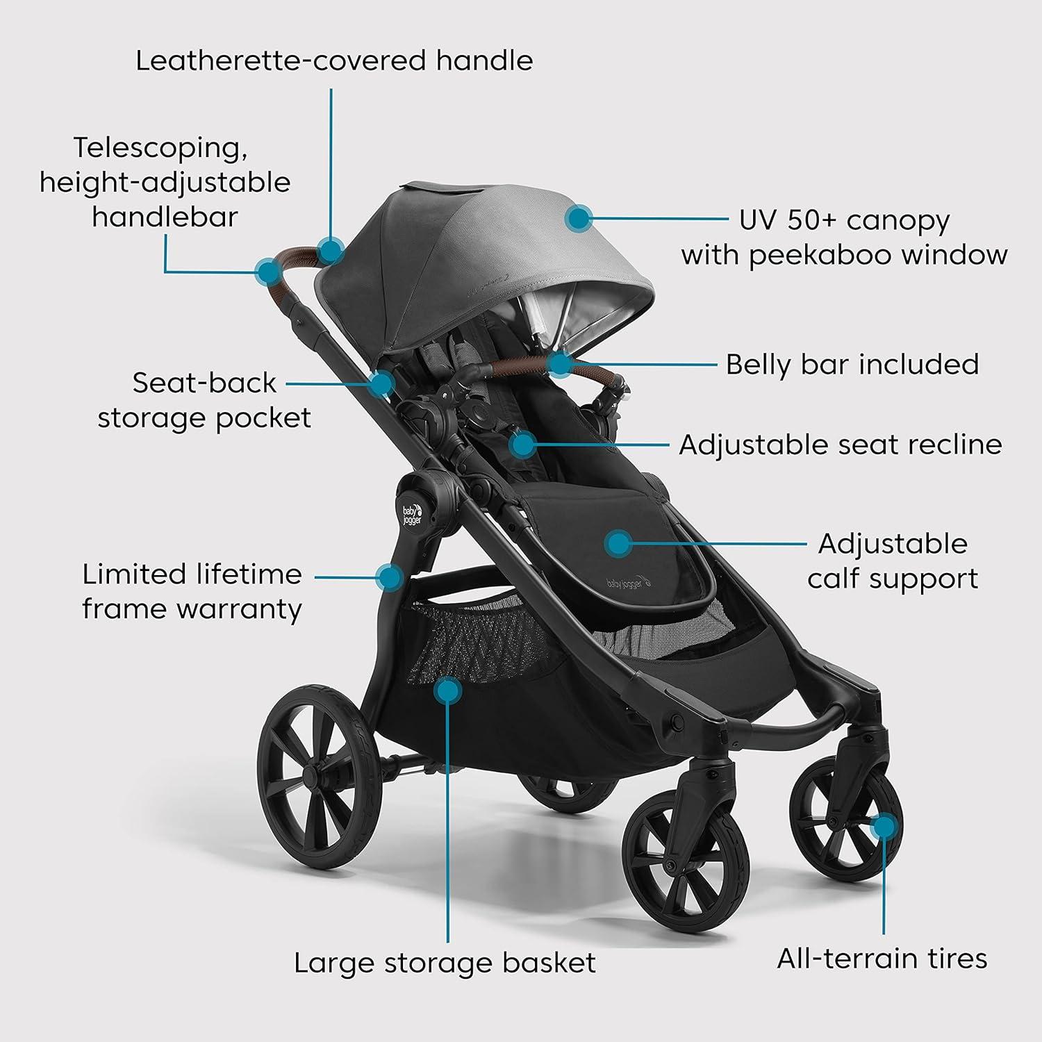 imageBaby Jogger City Select 2 SingletoDouble Modular Stroller Eco Collection Lunar BlackHarbor Grey
