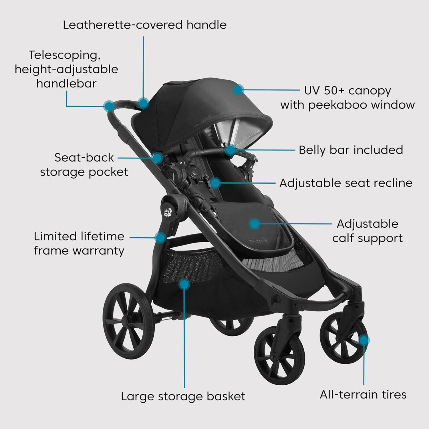 imageBaby Jogger City Select 2 SingletoDouble Modular Stroller Eco Collection Lunar BlackLunar Black