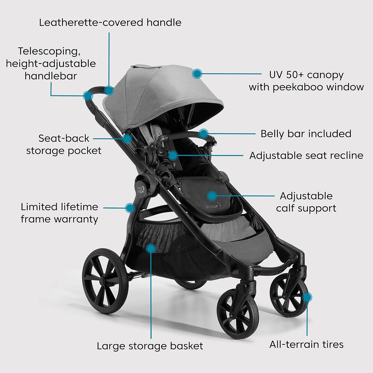 imageBaby Jogger City Select 2 SingletoDouble Modular Stroller Eco Collection Lunar BlackPike