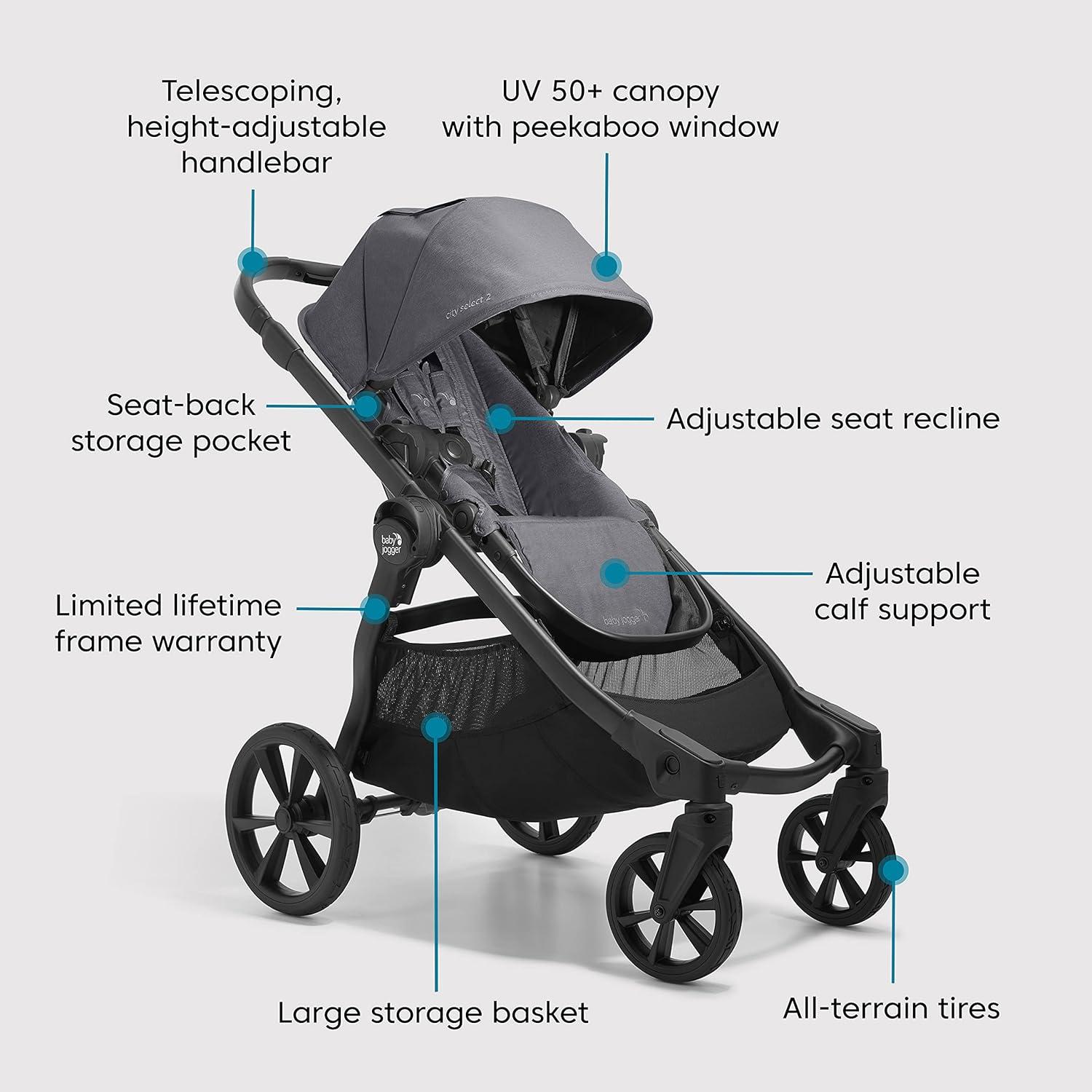 imageBaby Jogger City Select 2 SingletoDouble Modular Stroller Eco Collection Lunar BlackRadiant Slate