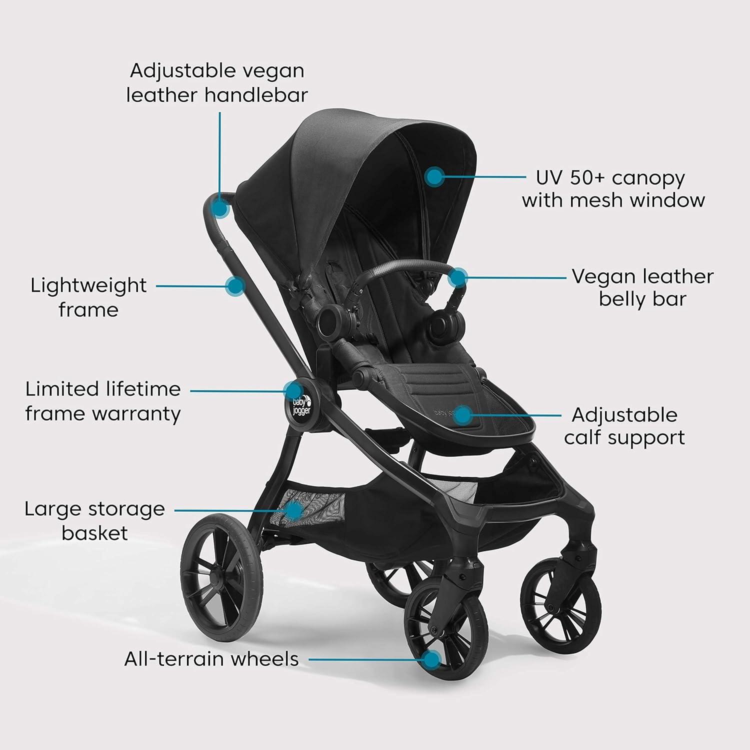 imageBaby Jogger City Sights Stroller Convertible Stroller with Compact Fold Dark SlateRich Black