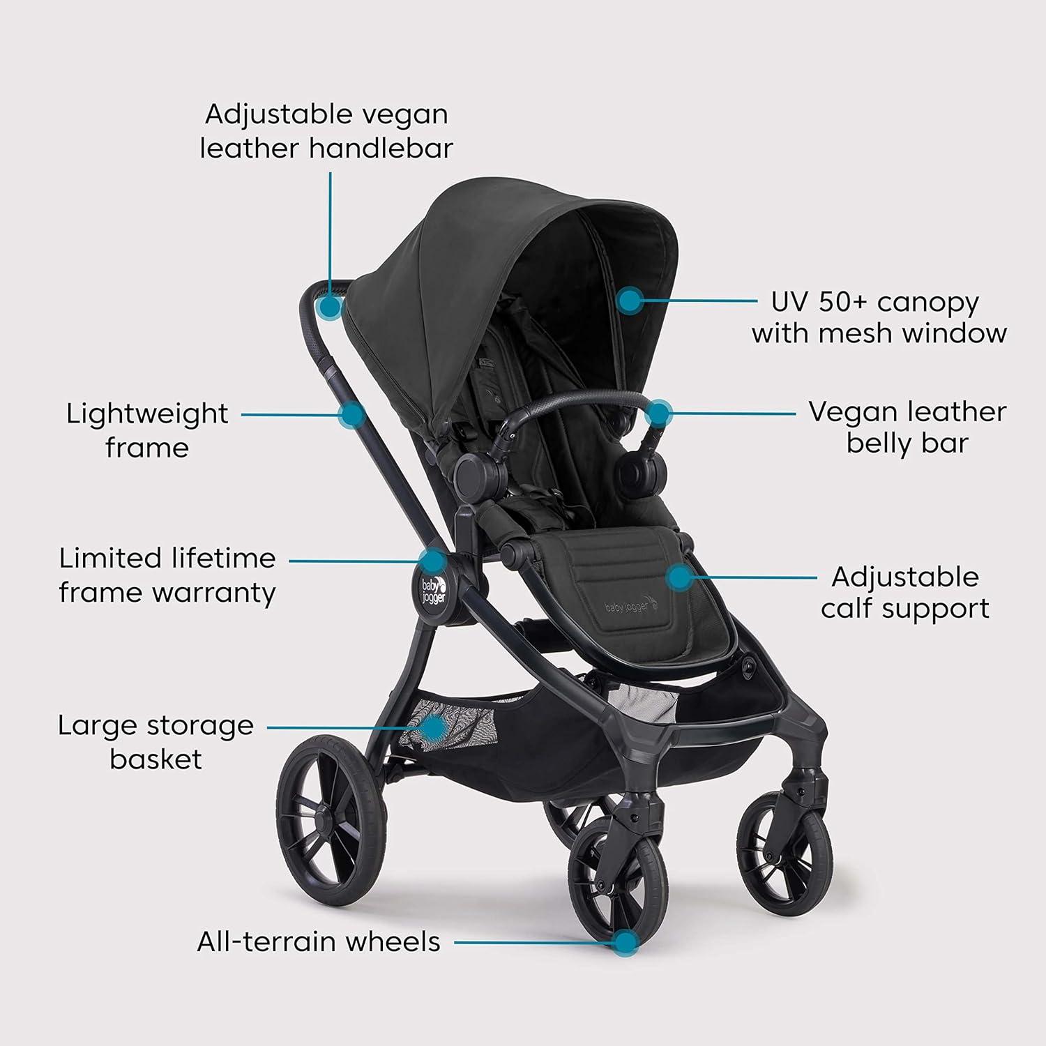 imageBaby Jogger City Sights Stroller Convertible Stroller with Compact Fold Dark SlateRich Black