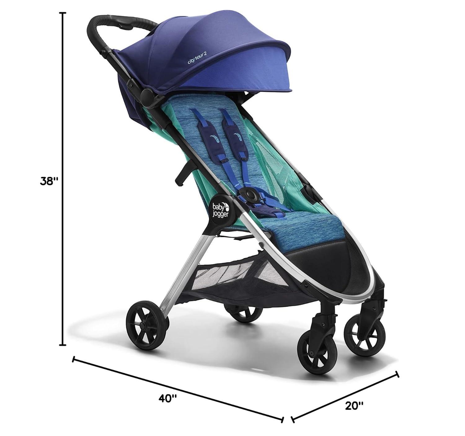 imageBaby Jogger City Tour 2 UltraCompact CarryOn Approved Travel Stroller in Pitch Black Lightweight Easy Fold Ideal for Traveling and Everyday AdventuresCoastal