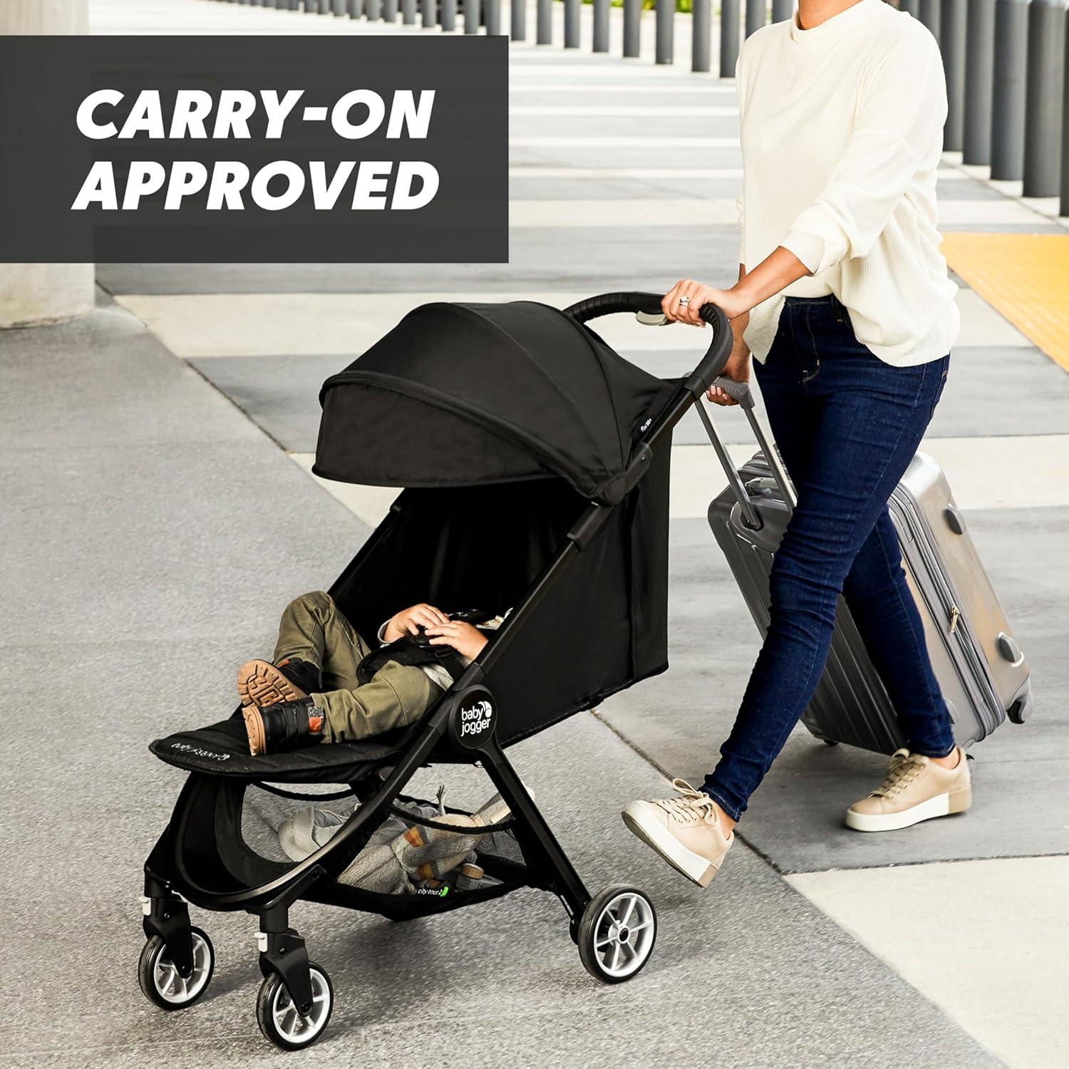 imageBaby Jogger City Tour 2 UltraCompact CarryOn Approved Travel Stroller in Pitch Black Lightweight Easy Fold Ideal for Traveling and Everyday AdventuresPitch Black