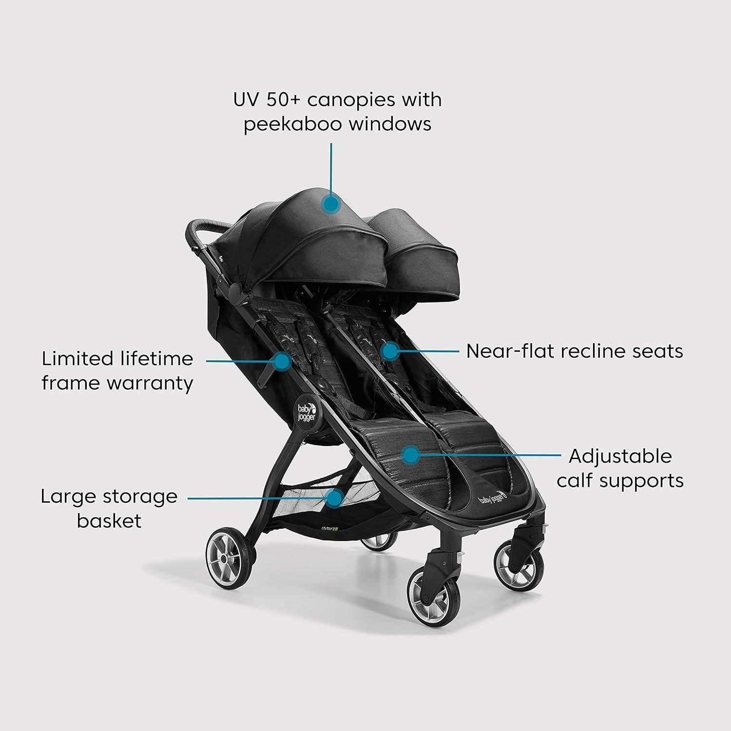 imageBaby Jogger City Tour 2 UltraCompact CarryOn Approved Travel Stroller in Pitch Black Lightweight Easy Fold Ideal for Traveling and Everyday AdventuresPitch Black
