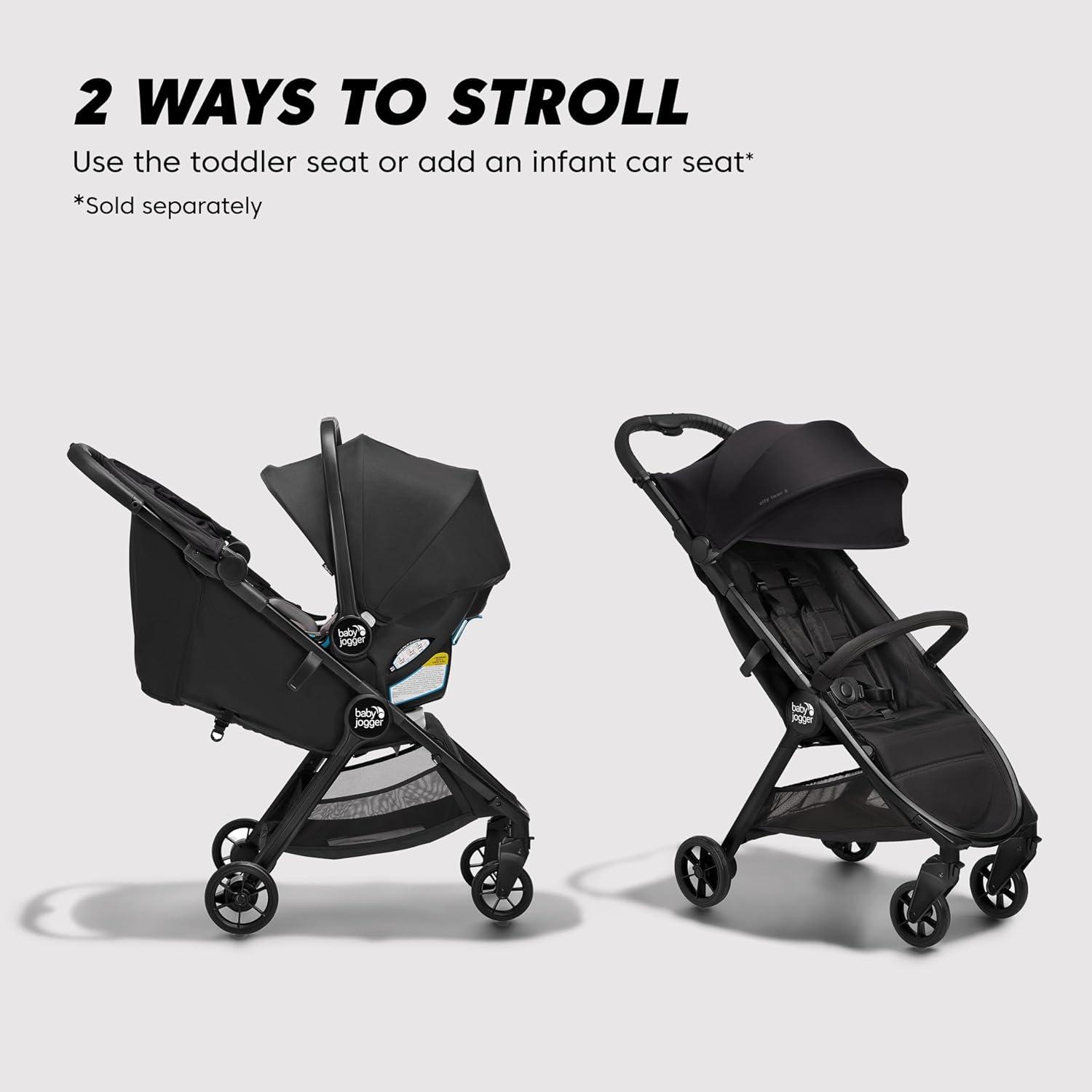 imageBaby Jogger City Tour 2 UltraCompact CarryOn Approved Travel Stroller in Pitch Black Lightweight Easy Fold Ideal for Traveling and Everyday AdventuresEco Black with Belly Bar