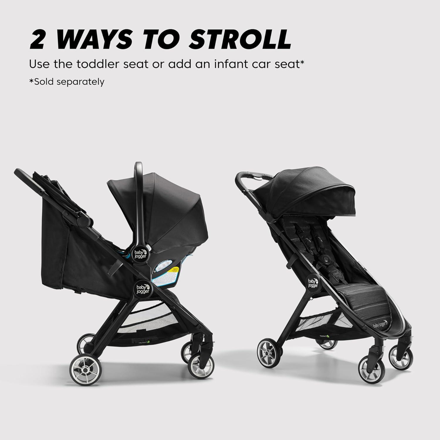 imageBaby Jogger City Tour 2 UltraCompact CarryOn Approved Travel Stroller in Pitch Black Lightweight Easy Fold Ideal for Traveling and Everyday AdventuresPitch Black