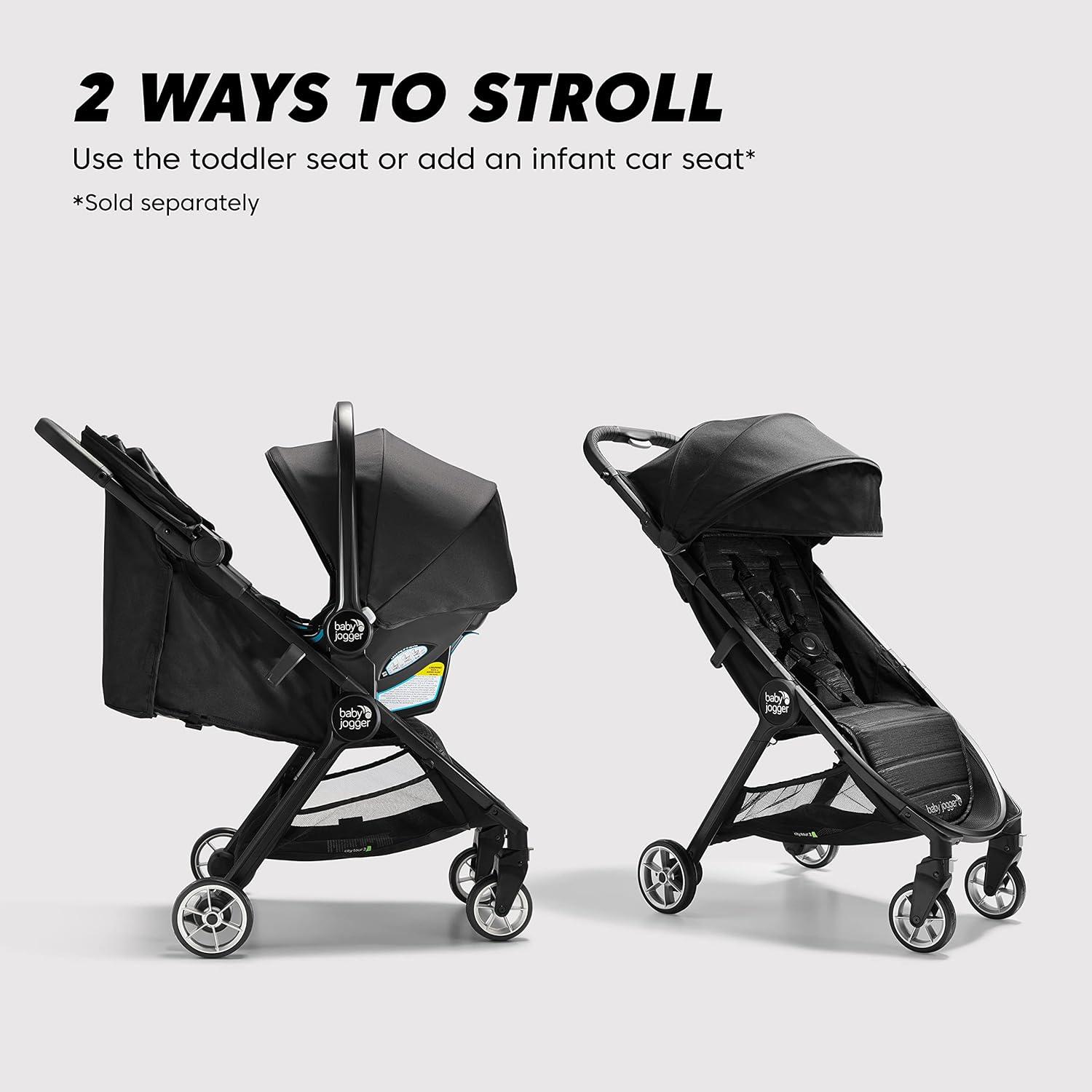 imageBaby Jogger City Tour 2 UltraCompact CarryOn Approved Travel Stroller in Pitch Black Lightweight Easy Fold Ideal for Traveling and Everyday AdventuresPike