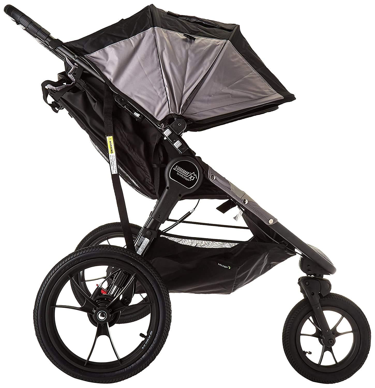 imageBaby Jogger Summit X3 Double Jogging Stroller 2016 AirFilled Rubber Tires AllWheel Suspension Quick Fold Jogging Stroller BlackGray