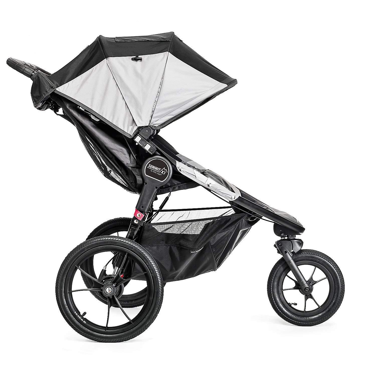 imageBaby Jogger Summit X3 Double Jogging Stroller 2016 AirFilled Rubber Tires AllWheel Suspension Quick Fold Jogging Stroller BlackGray