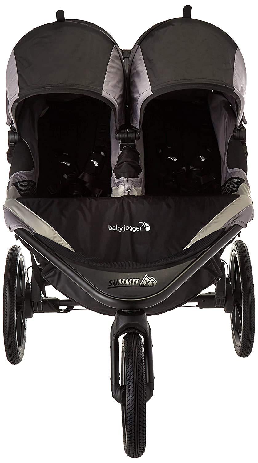 imageBaby Jogger Summit X3 Double Jogging Stroller 2016 AirFilled Rubber Tires AllWheel Suspension Quick Fold Jogging Stroller BlackGray
