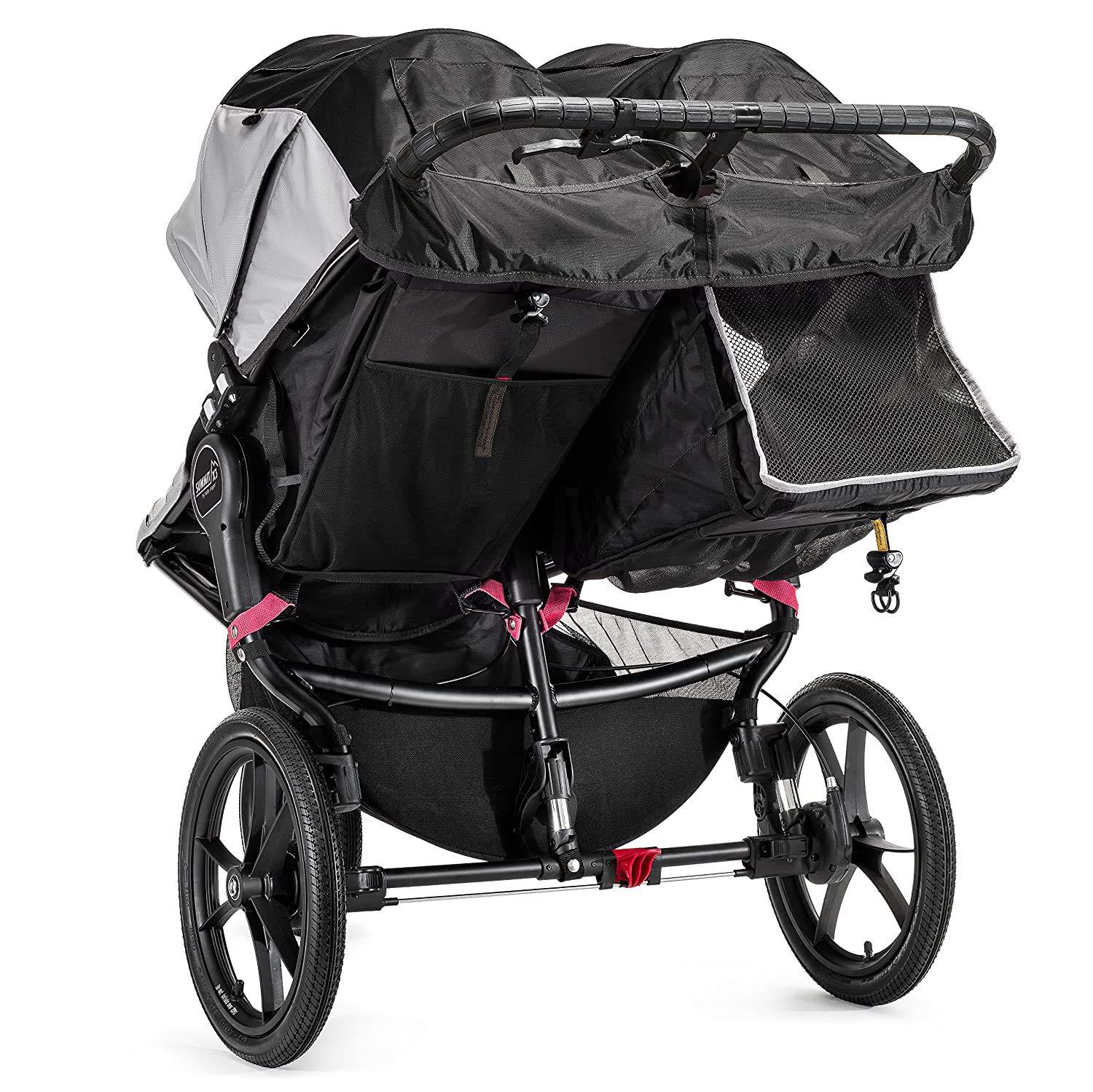 imageBaby Jogger Summit X3 Double Jogging Stroller 2016 AirFilled Rubber Tires AllWheel Suspension Quick Fold Jogging Stroller BlackGray