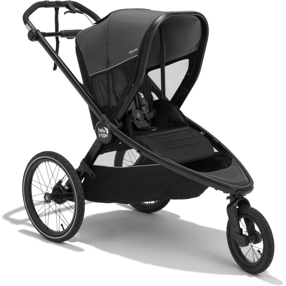 imageBaby Jogger Bike Trailer Compatible with City Prix Jogging Stroller AllWheel Suspension ampamp FrontWheel Swivel for Smooth Rides Seatback and UnderSeat Storage and Mesh CoveringJogger Bike Trailer