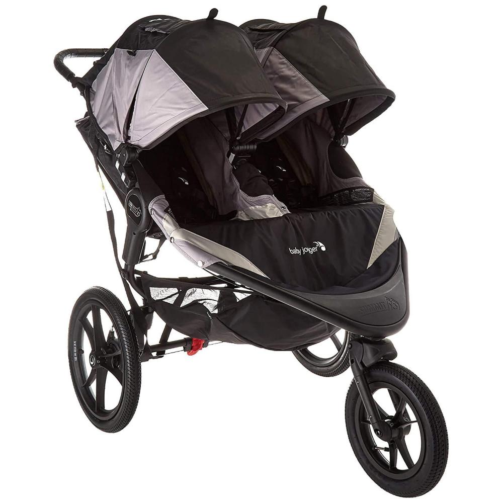 imageBaby Jogger Summit X3 Double Jogging Stroller 2016 AirFilled Rubber Tires AllWheel Suspension Quick Fold Jogging Stroller BlackGray