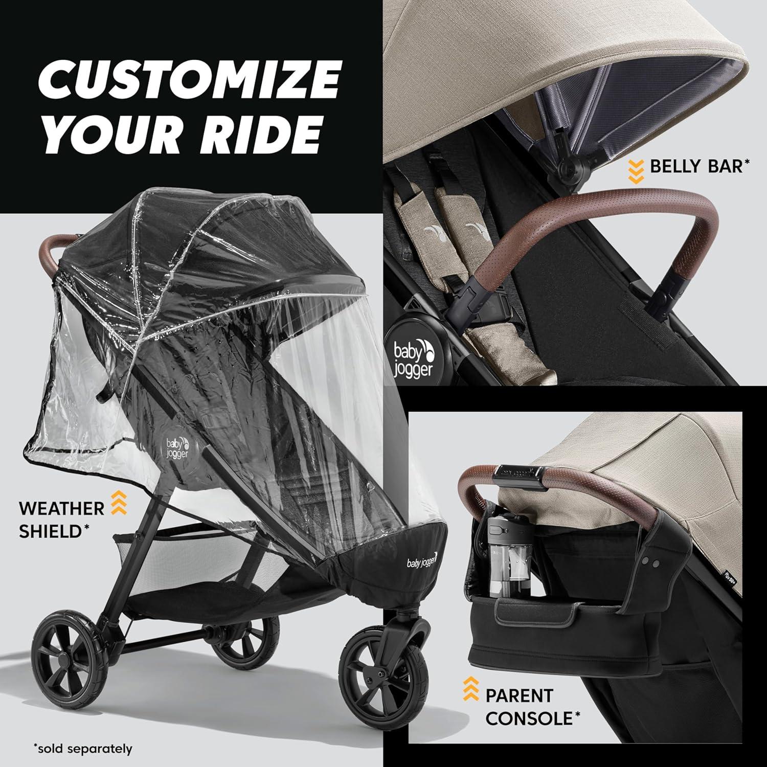 imageBaby Jogger City Mini GT3 All Terrain Stroller with Forever Air Rubber Tires and All Wheel Suspension with Magnetic Buckle and NoRethread Harness HeightAdjustable Handlebar and Foot BrakeRich Black