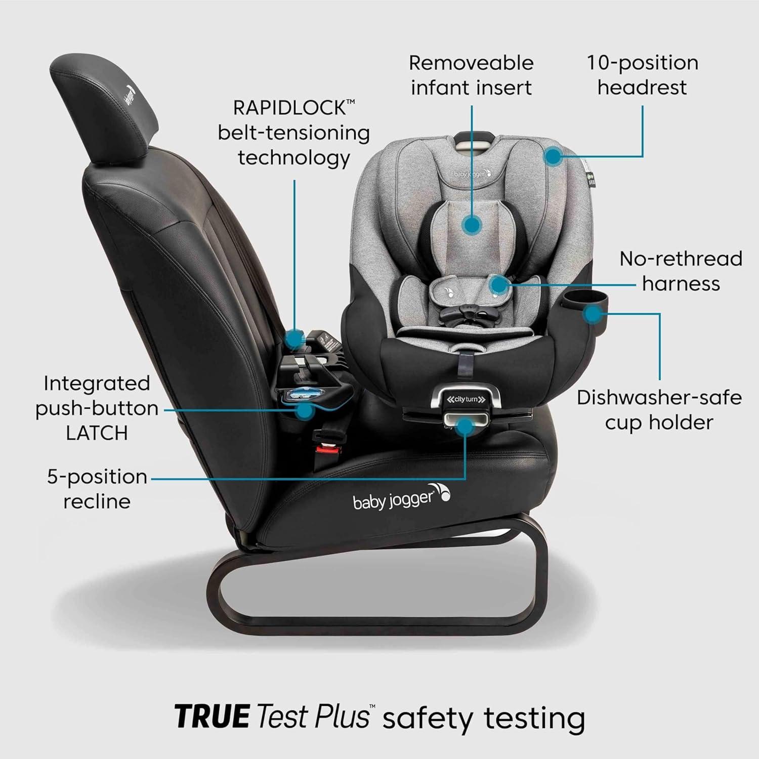 imageBaby Jogger City Turn Rotating Convertible Car Seat Unique 180Degree Turn Lightweight COOLMAX Fabric PikeDune